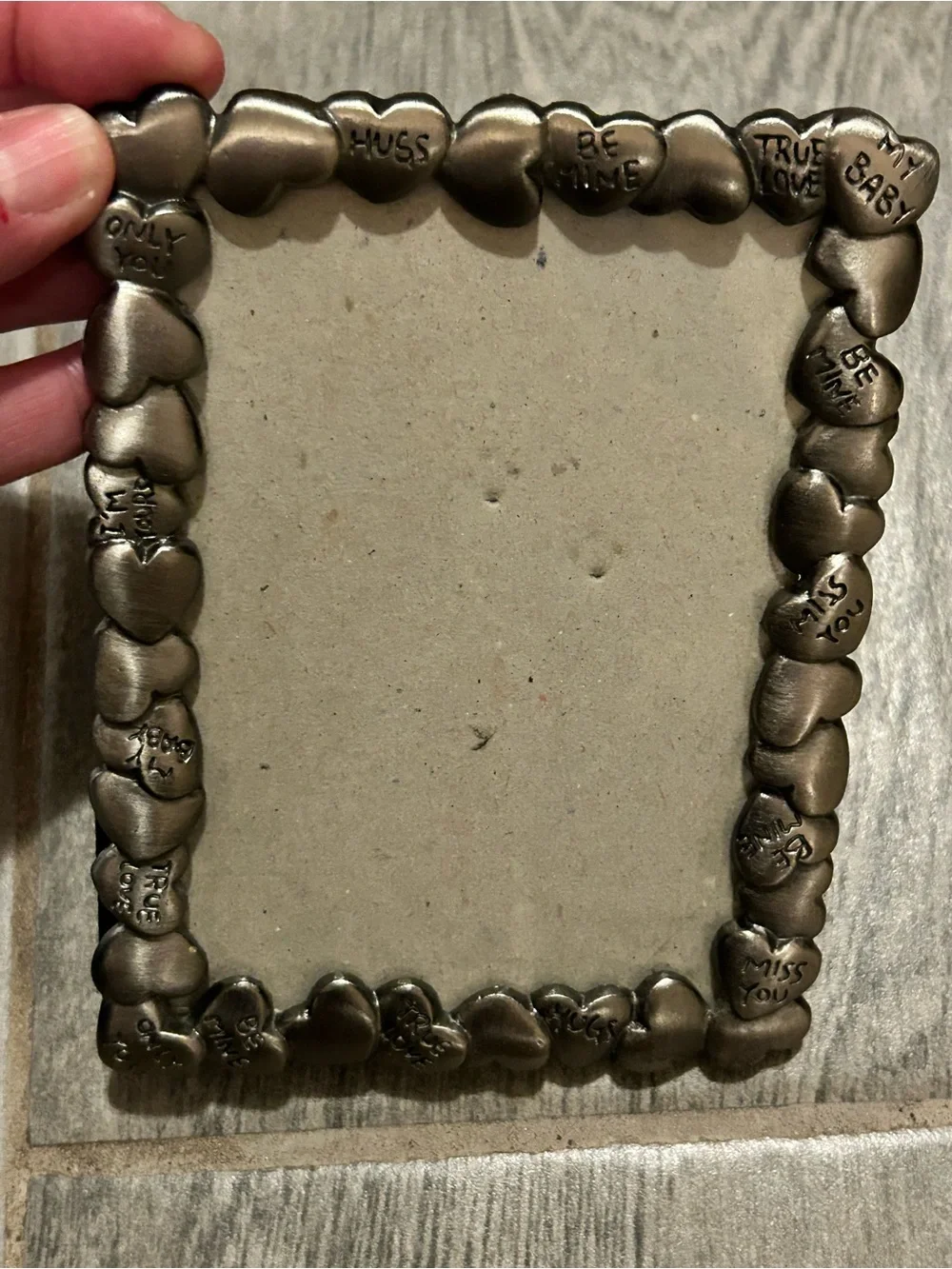 vintage conversation hearts pewter picture frame